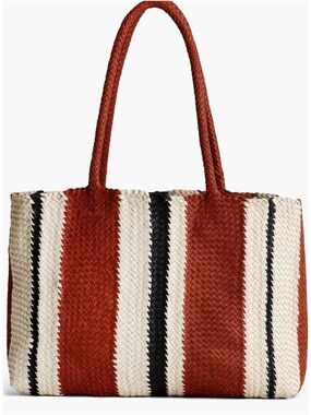 Madewell Woven Stripe Tote in Rust, Cream & Black